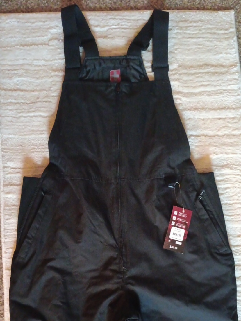 Black Insulated Bib Overall SNOW PANTS with Adjustable Straps